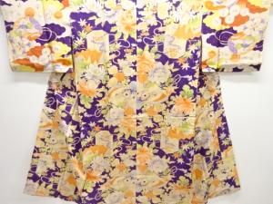 アンティーク　貝桶に菊牡丹模様長襦袢